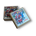 Custom Label on Gift Box Set with 4 Custom Printed Square Coasters
